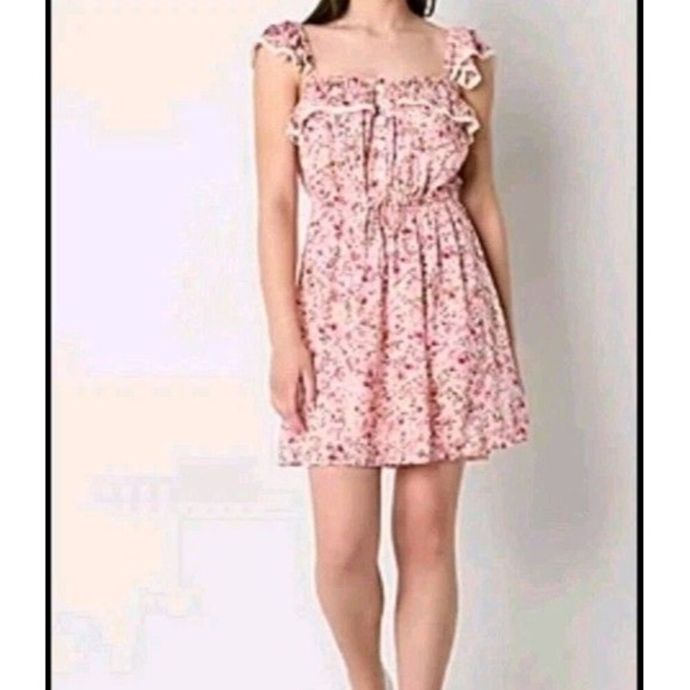 City Triangle Womens Short Sleeve Floral Fit + Flare Dress Juniors Xs Pink* NWT